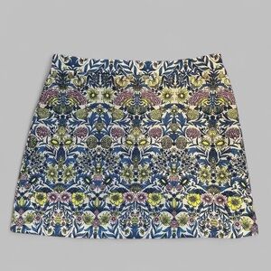 H&M Blue & Yellow Floral A-line Mini Skirt Sz L